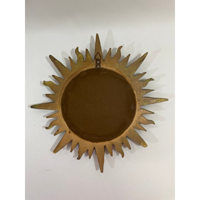 Gold Vintage Mid 20th Century 12.5" Gilded Sunburst Accent Wall Mirror For Sale - Image 8 of 18