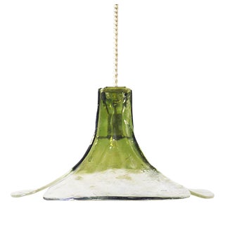 Tulip Pendant Lamp in Green and Clear Murano Glass by Carlo Nason for Mazzega, Italy, 1960s For Sale