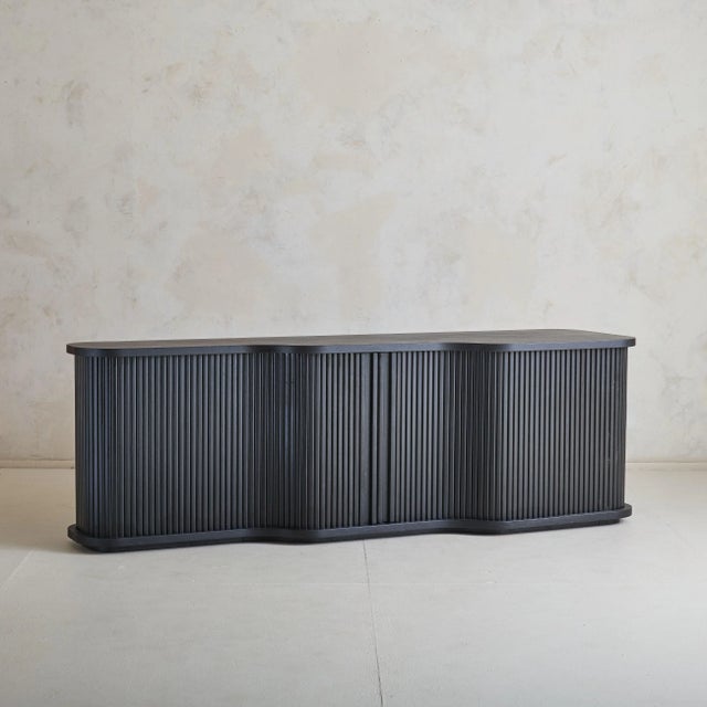 Monumental Italian Ebonized Wood Credenza, 1980s For Sale - Image 4 of 6