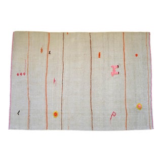 1970s Vintage Flat Weave Turkish Kilim Area Rug 4' X 5'9" For Sale