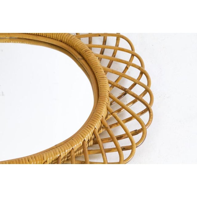 Wood Mid-Century Rattan Wall Mirror in the style of Franco Albini, Italy, 1960s For Sale - Image 7 of 9