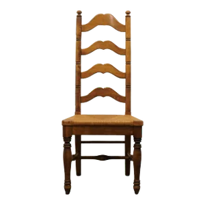 Thomasville Furniture Milford Collection Rustic Country Ladderback Dining Side Chair W. Rush Seat 42321