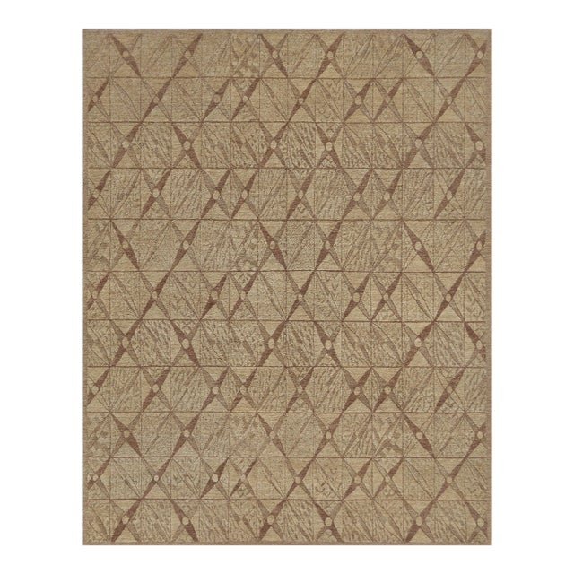 Hand-Knotted Patterned All-Natural Hemp Rug For Sale