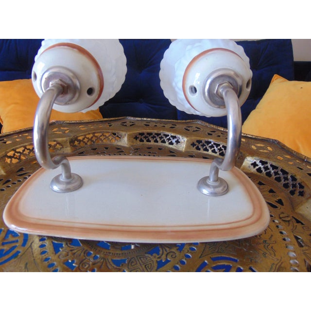 Mirostowice, a ceramic double wall lamp, vintage from the 1960s, dimensions: height 21 cm, width 26.5 cm, depth 21 cm....