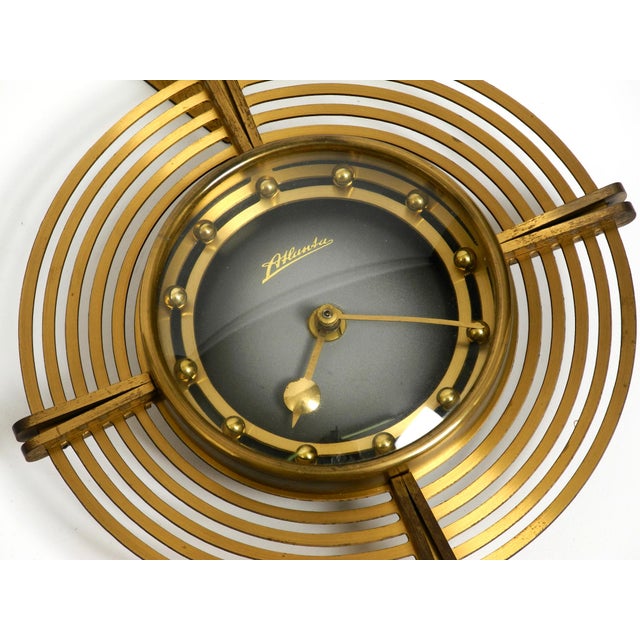 1950s Mid-Century Modern Wall Clock in Brass from Atlanta, 1950s For Sale - Image 5 of 18