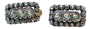 Gold and Silver Earrings with Chips and Crowned Diamonds, Set of 2