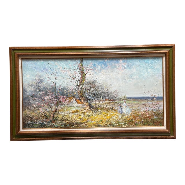 Marie Charlot Impressionist Landscape Palette Knife Oil Painting, Signed For Sale