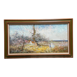 Marie Charlot Impressionist Landscape Palette Knife Oil Painting, Signed