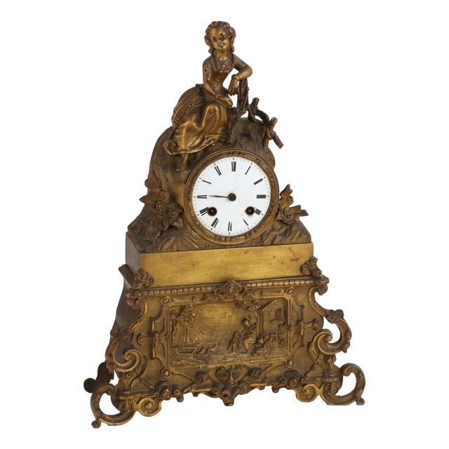 Countertop Clock in Gilt Bronze For Sale