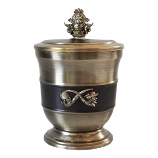 Vintage Leather & Pewter Humidor For Sale