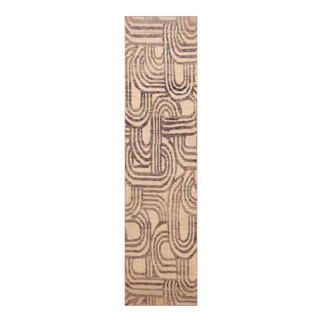 Nazmiyal Collection Art Deco Design Modern Runner Rug For Sale