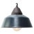 Glass Vintage Industrial Blue Enamel and Cast Iron Pendant Lamp For Sale - Image 7 of 8