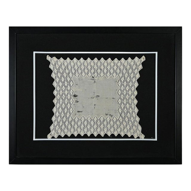 18th Century Framed Italian Silk Embroidery Doily= For Sale