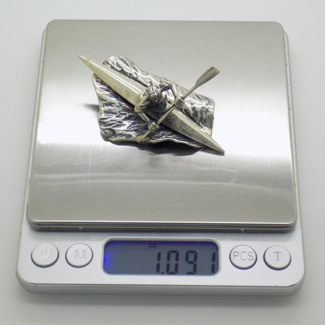 Vintage Italian Handmade Sterling Silver 925 Canoe Rower Figurine, 1970s For Sale - Image 12 of 14