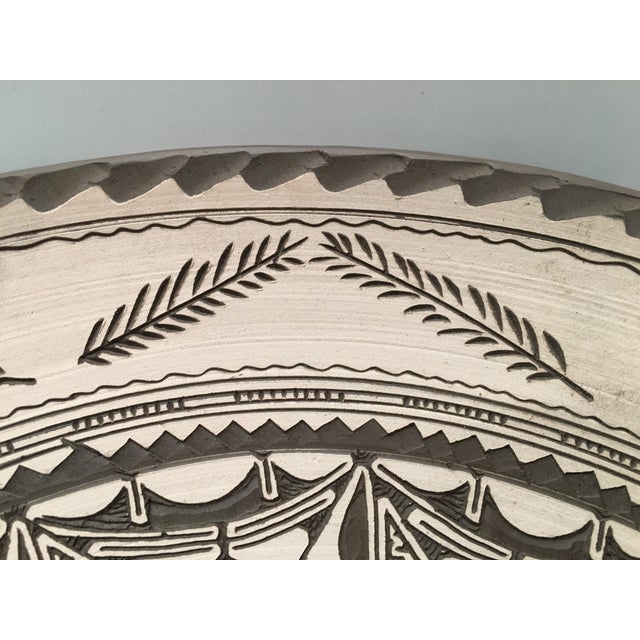 1930s 20th Century Stoneware Matte Dish With Ornamentals Relief Motifs For Sale - Image 5 of 7