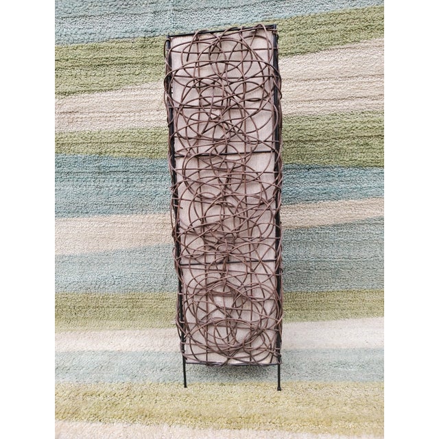 1990s Vintage Retro Bohemian Style 23" Rattan Rectangle Desk Lamp For Sale - Image 5 of 5