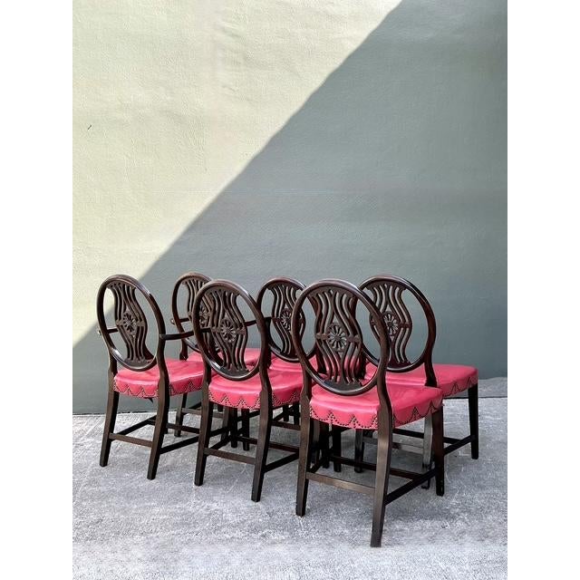 Mid 20th Century Vintage Hepplewhite Swag Nailhead Dining Chairs - Set of 6 For Sale - Image 5 of 12