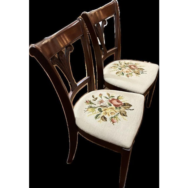 Set of 2 Drexel Chairs, San Remo Italian Style Dining chairs, featuring mahogany wood frames, decorative slat backs and...