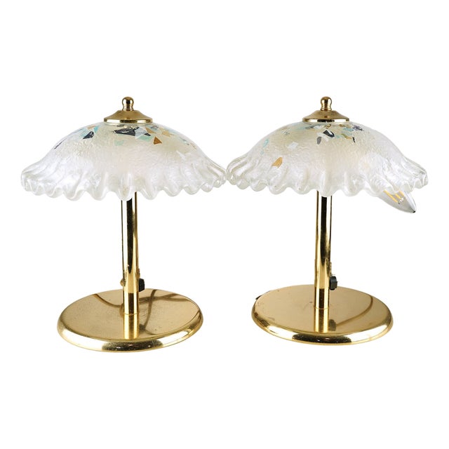 Murano Glass and Brass Table Lamps, Set of 3 For Sale