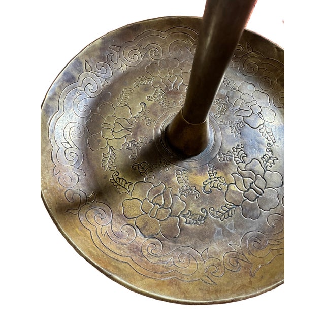 Late 19th Century Korean Brass Butterfly Reflector Candlestick With Lotus Snuffer For Sale - Image 11 of 12