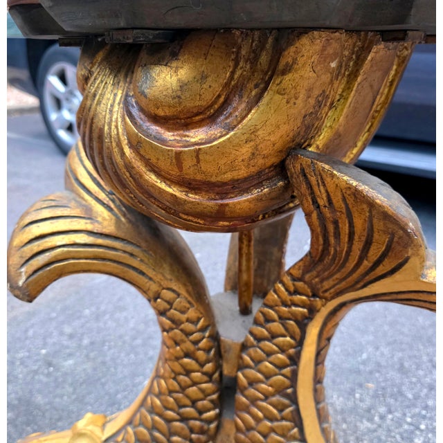 Monumental Chinese Chippendale Style Carved Giltwood Opposing Dragon Center/Breakfast Table With 48-Inch Glass Top, Mid-20th Century For Sale - Image 10 of 17
