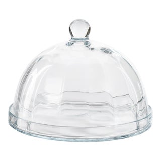 Aldgate Optic Pastry Glass Plate with Cloche, Large For Sale