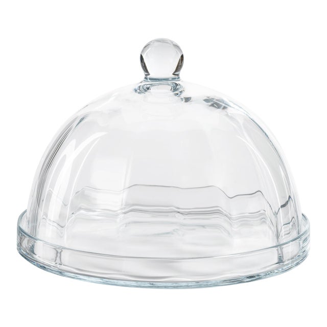 Aldgate Optic Pastry Glass Plate with Cloche, Large For Sale