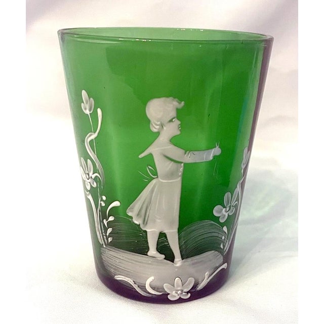 Late 19th Century Pair of Mary Gregory Tumblers For Sale - Image 4 of 7