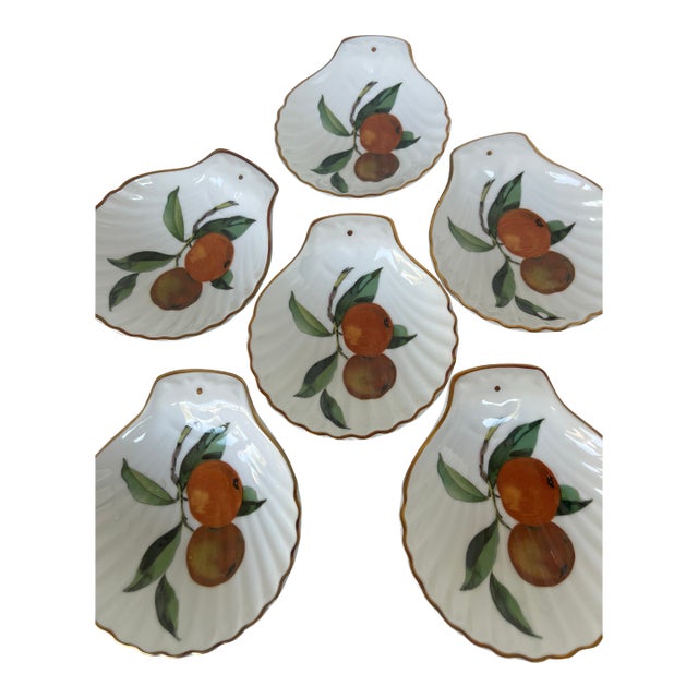 1980s Royal Worcester "Evesham" Set of 8 Oyster Shell/Trinket/Candy/Nut Dishes For Sale