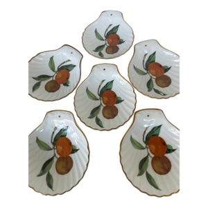 1980s Royal Worcester "Evesham" Set of 8 Oyster Shell/Trinket/Candy/Nut Dishes