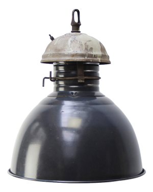 Vintage French Industrial Dark Blue Enamel Pedant Light