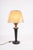Navy Blue Leather and Brass Table Lamp with Pleated Shade, 1950s For Sale - Image 17 of 18