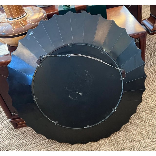 1970s 1970s Venetian Style Reverse-Etched Glass Sunburst Mirrors - a Pair For Sale - Image 5 of 7