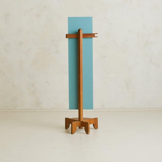 A rare floor mirror by Guillerme et Chambron, crafted in solid oak with the duos signature architectural language. The...