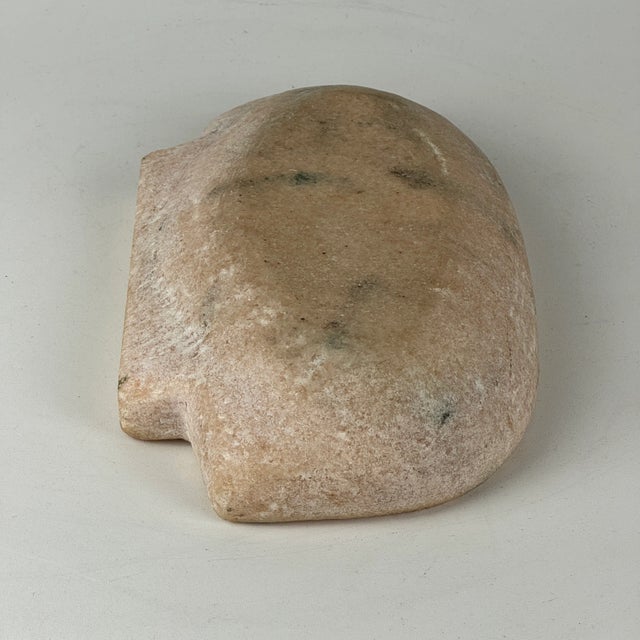 1980s Vintage Hand Carved Stone Dish in Shell Shape in Light Pink/Gold ...