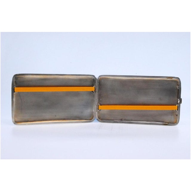 Silver Cigarette Case with Guilloche Bands For Sale - Image 4 of 9