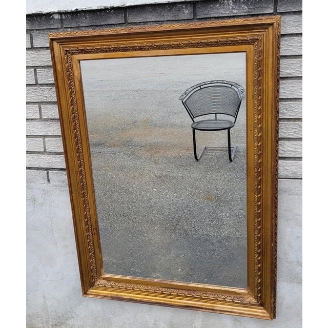 Victorian Antique 19th Century French Gilded Wood Wall Mirror Gold Carved Victorian Frame For Sale - Image 3 of 16