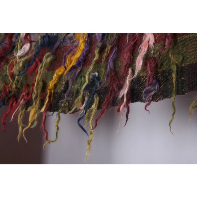 1960s Colorful Turkish Kilim Rug With Tulu Pattern 3'12'' X 4'10'' For Sale - Image 9 of 13