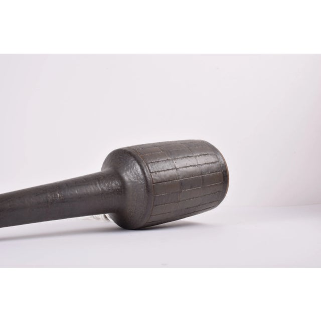 Brown Mid-Century Danish Ceramic Table Lamp in Dark Brown Green Glaze with Shade from Palshus, 1960s For Sale - Image 8 of 11