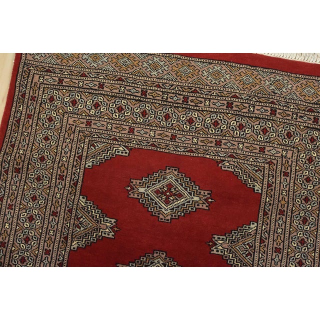 Bokhara Jaldar Rug 3’1” X 5’2” Red Wool Tribal Hand-Knotted Oriental Carpet For Sale In Philadelphia - Image 6 of 11