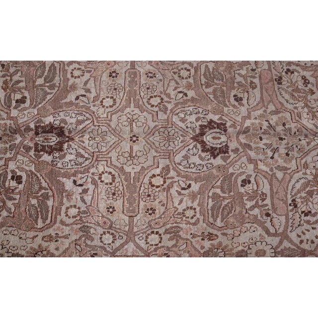 Textile Authentic Persian Tabriz Brown Handmade Wool Rug For Sale - Image 7 of 10