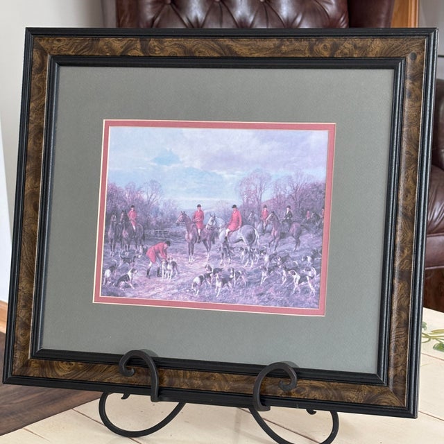Vintage John Frederick Herring Richard Berenholtz Sr English Fox Hunting Prints Framed Pair Burl For Sale - Image 4 of 7