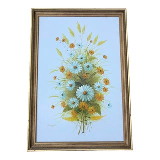 Late 20th Century Bouquet of Flowers Oil Painting For Sale