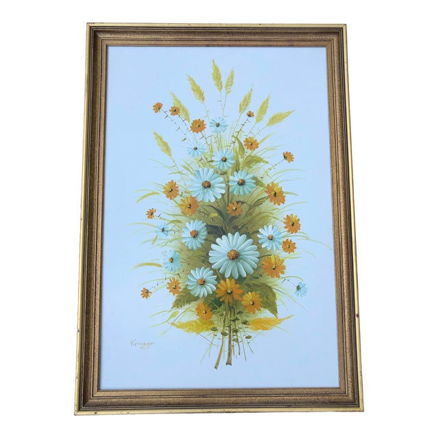 Late 20th Century Bouquet of Flowers Oil Painting For Sale