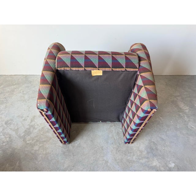 Postmodern Hekman Dansen Contemporary Geometric Upholstered Lounge Chair/ Sold For Sale - Image 9 of 11