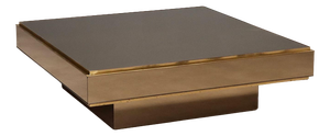Vintage Smoked Glass and Brass Coffee Table, 1980s