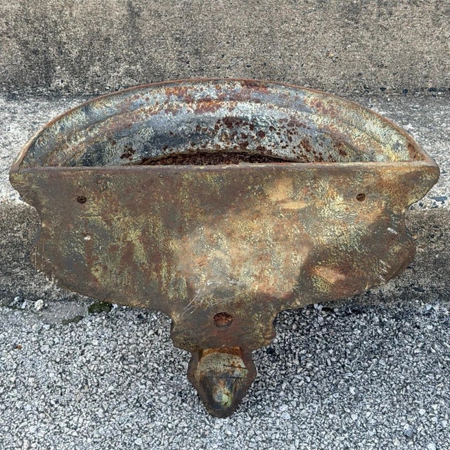 Late 20th Century Neoclassical Cast Iron Half Round Wall Fountain Bowl Lavabo Garden Planter Pot For Sale - Image 10 of 13