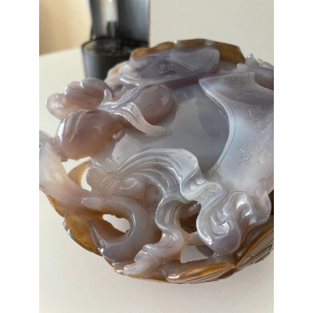 Chinese Vintage 1980s Chinese Tongzi Boy Purple Jade Sculpture, Dongyang Dynasty For Sale - Image 3 of 12