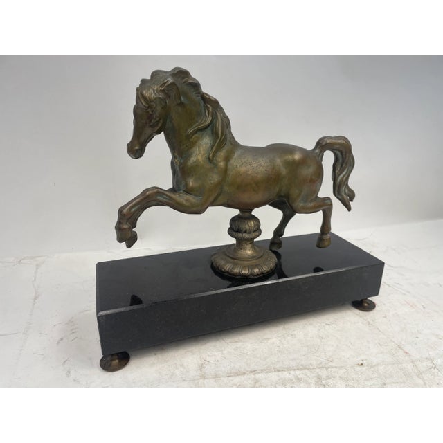 Antique Bronze Horse with Marble Granite Base, 1920s For Sale - Image 9 of 11