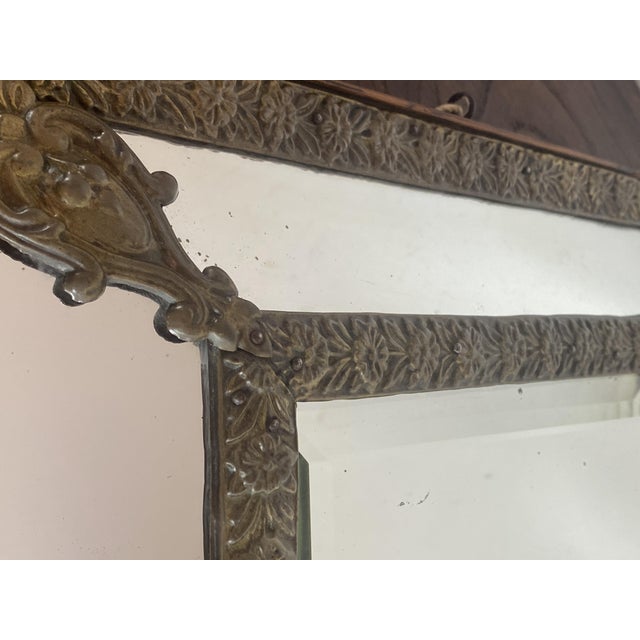 Mirror with Repoussé Brass Glazing Bars, 1890s For Sale - Image 15 of 18